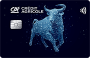 Karta Credit Agricole z motywem konstelacji gwiazd, które układają się w znak zodiaku byk