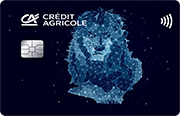 Karta Credit Agricole z motywem konstelacji gwiazd, które układają się w znak zodiaku lew