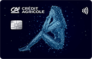 Karta Credit Agricole z motywem konstelacji gwiazd, które układają się w znak zodiaku panna