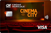 Karta Credit Agricole i Cinema City z motywem sali kinowej z napisem „Cinema City”