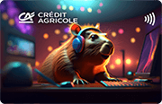 Karta Credit Agricole z wizerunkiem kapibary DJ-a
