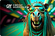 Karta Credit Agricole z wizerunkiem kapibary hipisa z warkoczykami na głowie